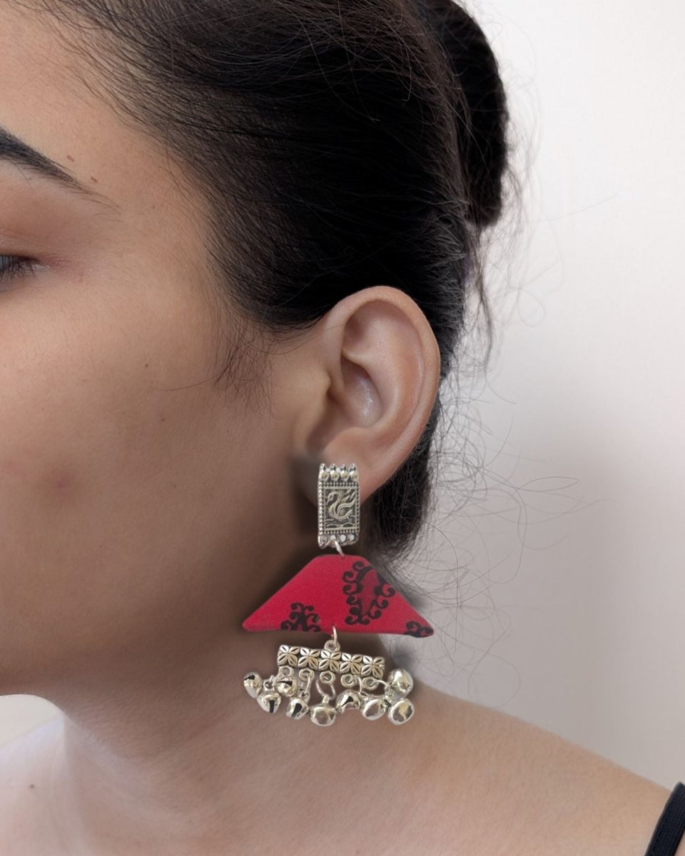 Swan Print Ghungroo Drops for Fusion Looks | Verified Sustainable by Brown Living™