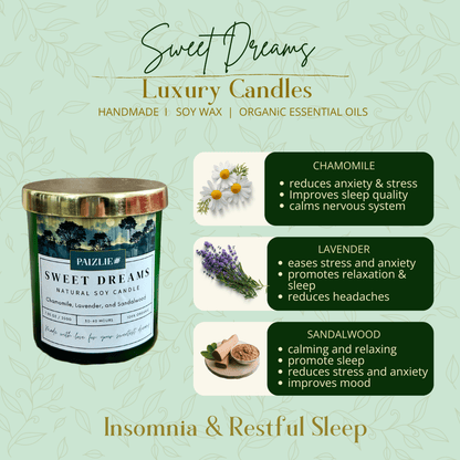 Sweet Dreams Scented Candle | Pure Soy Wax | Chamomile, Lavender & Sandalwood Essential Oils | Verified Sustainable by Brown Living™