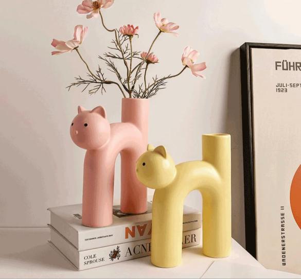 Tabular Cat Flower - Vanilla Ice Decorative Piece | Verified Sustainable by Brown Living™