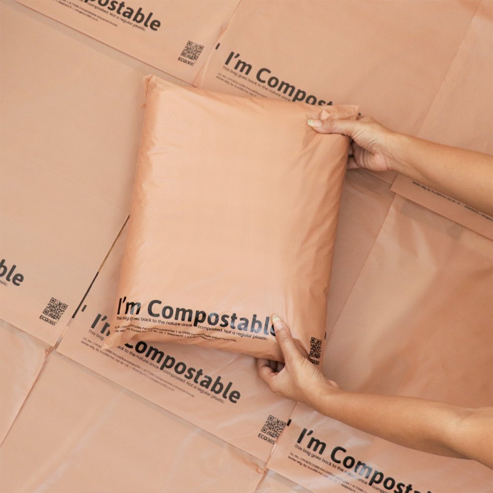 Buy Tamper Proof Compostable Courier Bags 12 x14 2 Flap Pack of 1000 Online on Brown Living Packing Materials