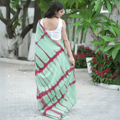 Tea Garden Cotton Tye Dye Saree – Womens Saree by October available on Brown Living™. . SKU: SR - CT/PP001 - MTRT. Img 3.