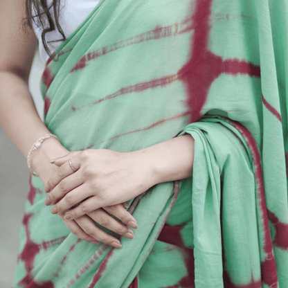 Tea Garden Cotton Tye Dye Saree – Womens Saree by October available on Brown Living™. . SKU: SR - CT/PP001 - MTRT. Img 4.
