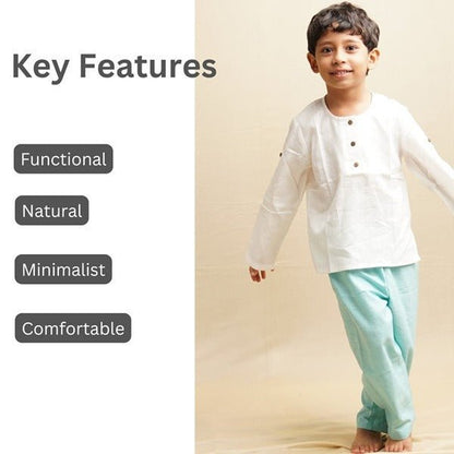 Teal Blue Nature Wear Cotton Trousers | Verified Sustainable by Brown Living™