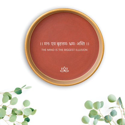 Terracotta Wall Plate – Sanskrit Quote: Mind Is the Greatest Illusion | Verified Sustainable by Brown Living™