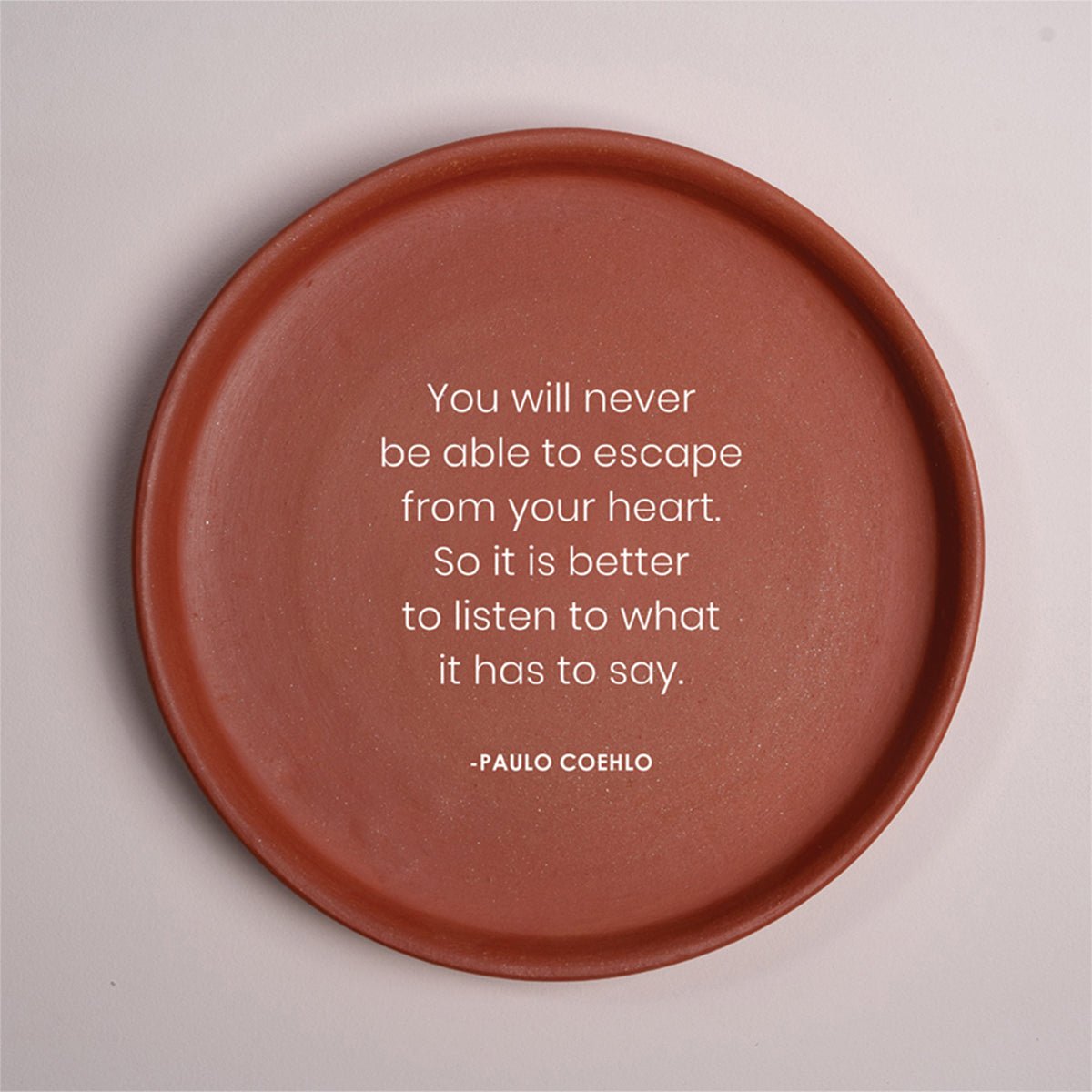 Terracotta Wall Plate Set of 2 – English Inspirational Quote Art | Verified Sustainable by Brown Living™