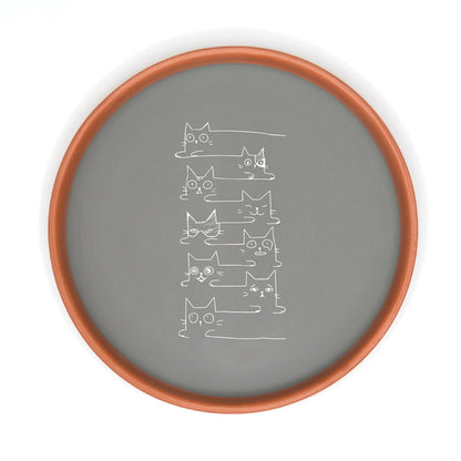 Terracotta Wall Plates – Cat Illustration Set of 2 for Quirky Walls | Verified Sustainable by Brown Living™