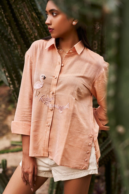 The Flamingood Peach Shirt | Verified Sustainable by Brown Living™