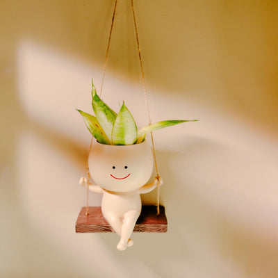 The Happy Hang - Modern Wall Planter for Green Living – Ceramic Planter on Brown Living™. SKU: v - 328. Img 3.