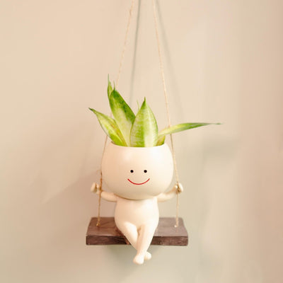 The Happy Hang - Modern Wall Planter for Green Living – Ceramic Planter on Brown Living™. SKU: v - 328. Img 1.