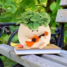 The Jazzy Planter - Boho Chic Handcrafted Planter – Ceramic Planter on Brown Living™. SKU: v - 326. Img 5.