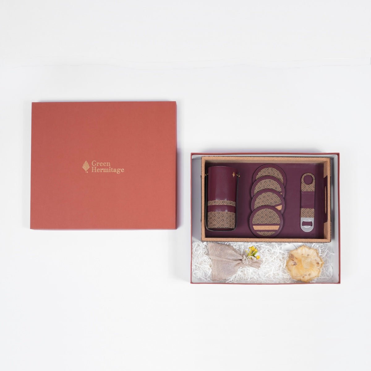 The Luxe Bar Ensemble Gift Box | Crafted from Apple Leather and Cork | Perfect for This Diwali | Verified Sustainable by Brown Living™