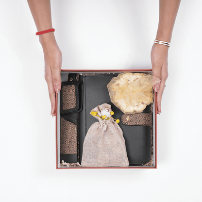 The Mindful Moments Gift Box | Perfect for Diwali - Set in Black – Gift Giving on Brown Living™. SKU: FGBGH003. Img 1.