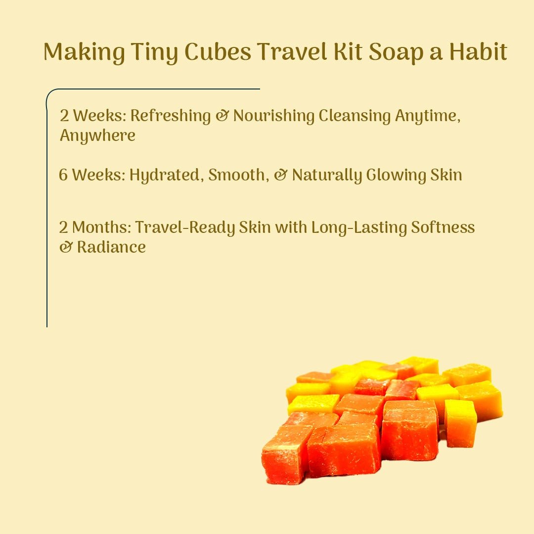 Tiny Cubes Travel Soap Kit | Pack of 10 Mini Soaps for On - the - Go | Verified Sustainable by Brown Living™