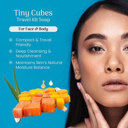 Tiny Cubes Travel Soap Kit | Pack of 10 Mini Soaps for On - the - Go | Verified Sustainable by Brown Living™