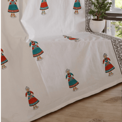 Traditional Doll Print Cotton Door Curtain 7 x 4 Feet (Set of 2) – Curtains on Brown Living™. SKU: CURDOLL7FEET. Img 8.