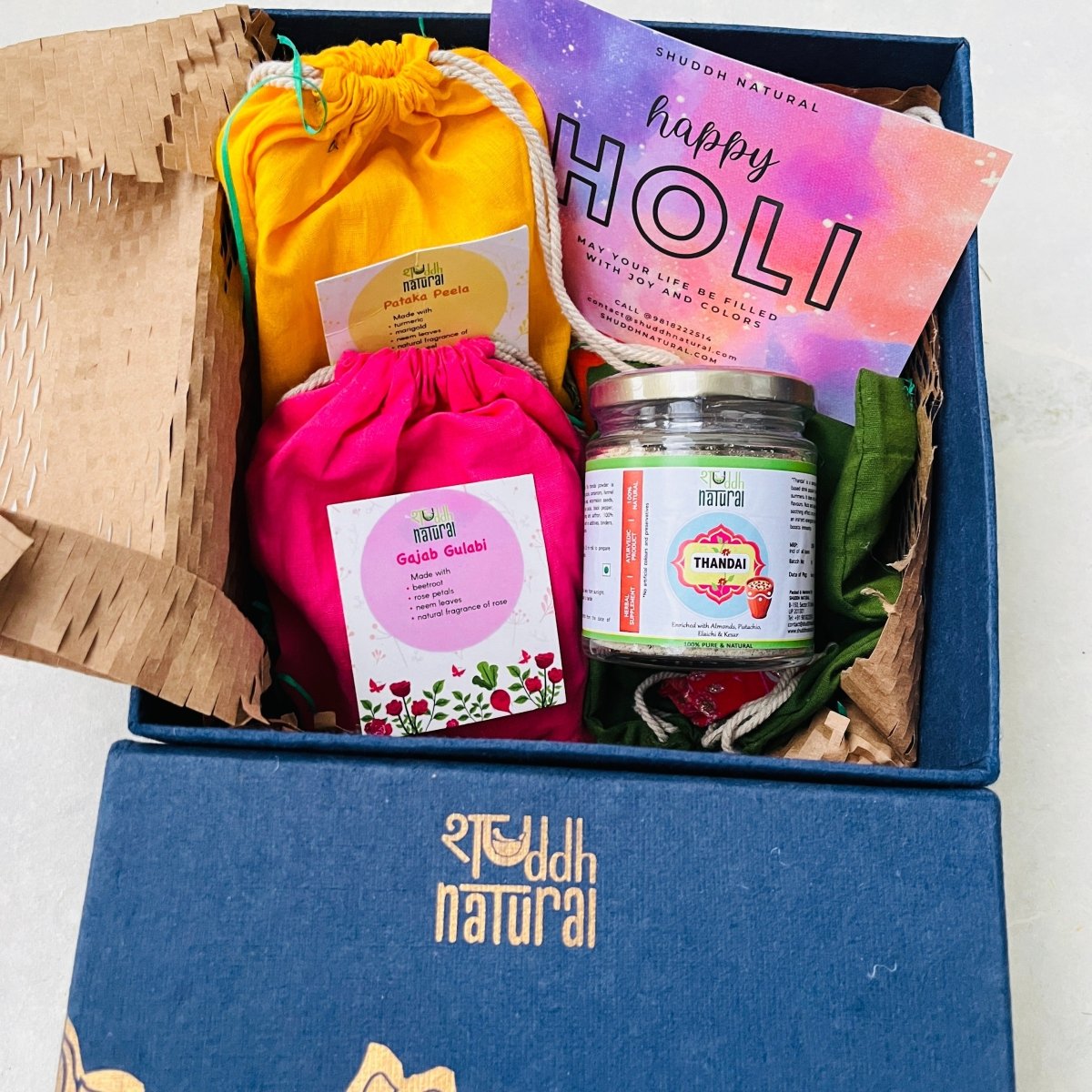 Traditional Holi Gift Pack | Herbal Gulal & Ayurvedic Thandai | Set of 4 | Verified Sustainable by Brown Living™