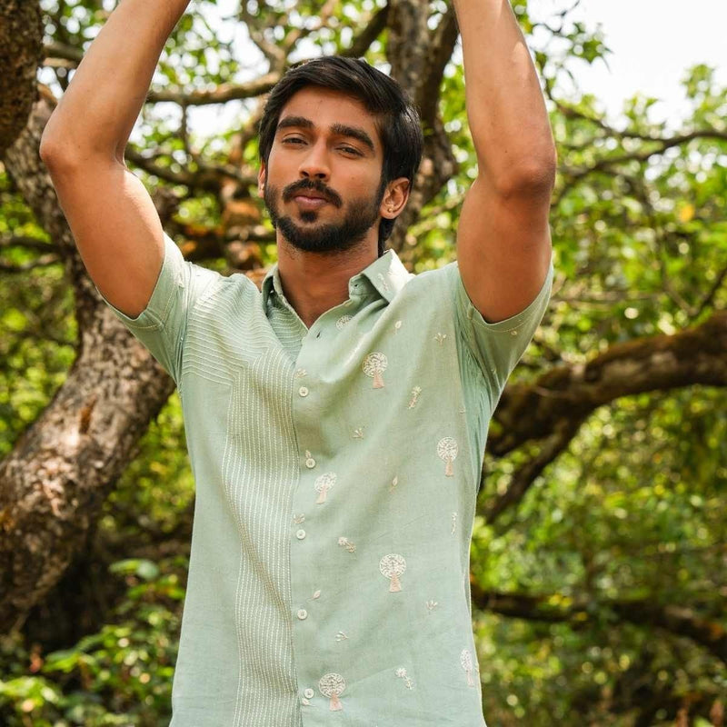 Tree Trails Eco - Friendly Casual Shirt with Hand Embroidery | Verified Sustainable by Brown Living™