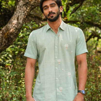 Tree Trails Eco - Friendly Casual Shirt with Hand Embroidery | Verified Sustainable by Brown Living™