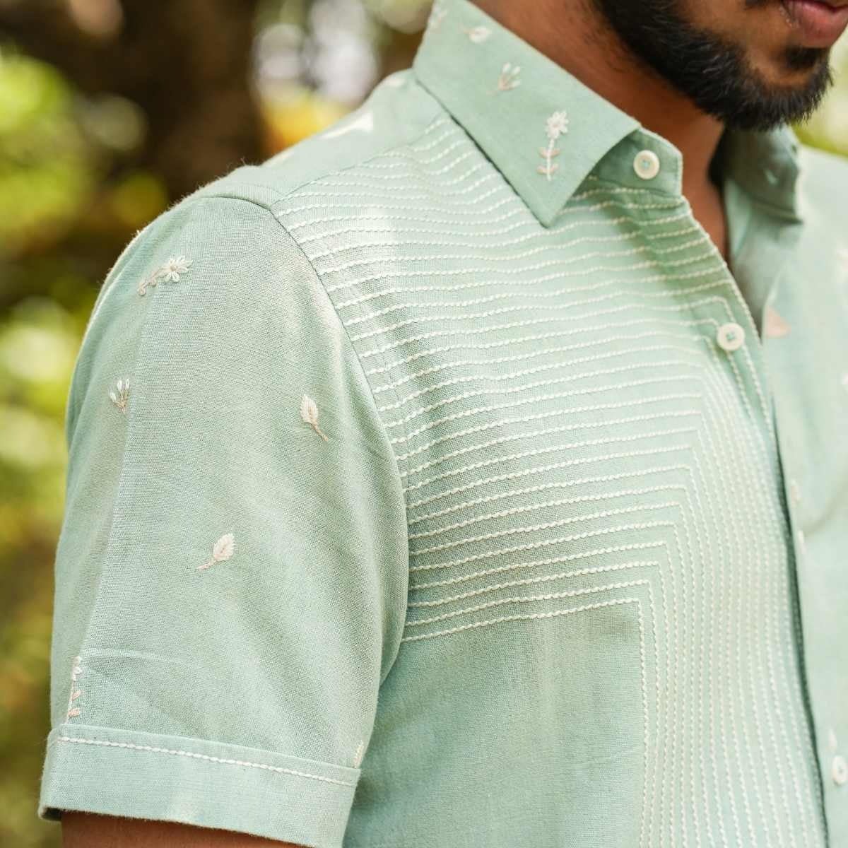 Tree Trails Eco - Friendly Casual Shirt with Hand Embroidery | Verified Sustainable by Brown Living™