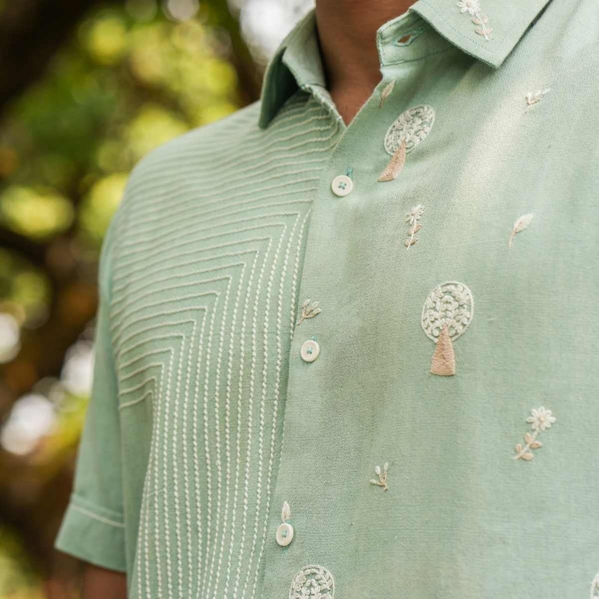 Tree Trails Eco - Friendly Casual Shirt with Hand Embroidery | Verified Sustainable by Brown Living™