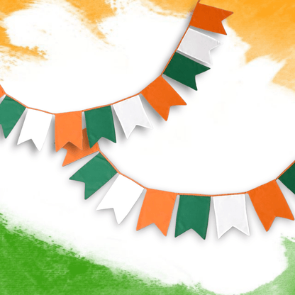 Tricolour bunting, Independence /Republic Day Bunting Swallow Tail | Verified Sustainable by Brown Living™