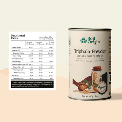 Triphala Powder | Gut Health | 100g – Health & Energy Drinks on Brown Living™. SKU: SOS0TP00G100. Img 5.