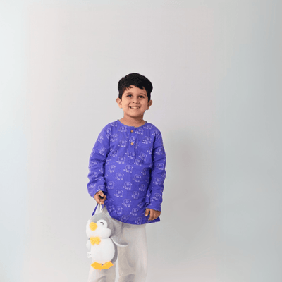 100% Cotton Trunk Tales Kids Kurta & Pants Set – Kids Nightwear on Brown Living™. SKU: TTS23H1. Img 3.