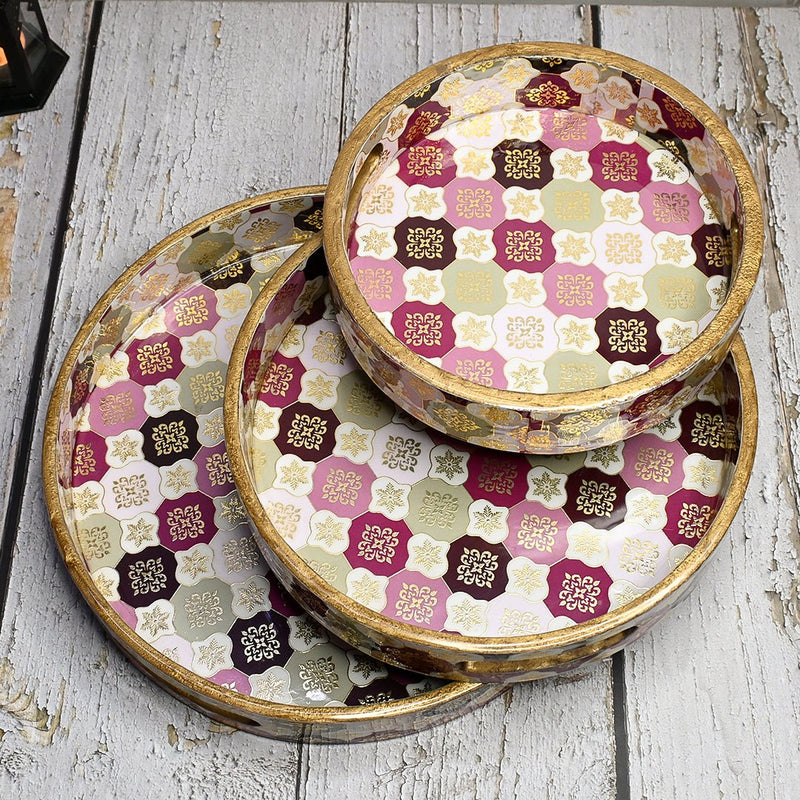 Turkish Pattern Round Trays - Pack of 3 | Verified Sustainable by Brown Living™