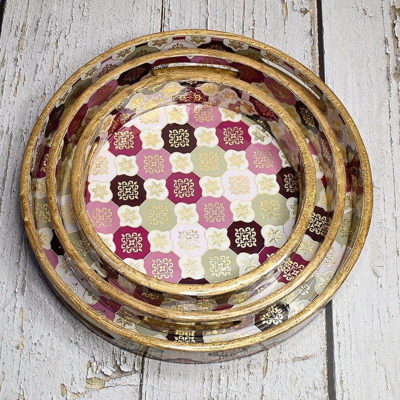 Turkish Pattern Round Trays - Pack of 3 | Verified Sustainable by Brown Living™