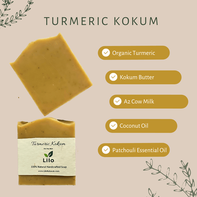 Turmeric Kokum Bar Soap for Dry Skin with A2 Milk & Lavender – Body Soap on Brown Living™. SKU: S10001. Img 2.