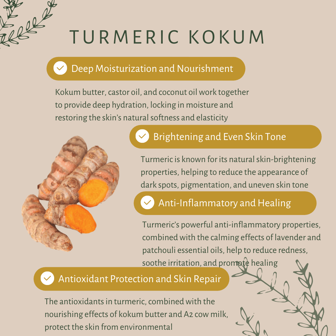 Turmeric Kokum Bar Soap for Dry Skin with A2 Milk & Lavender | Verified Sustainable by Brown Living™