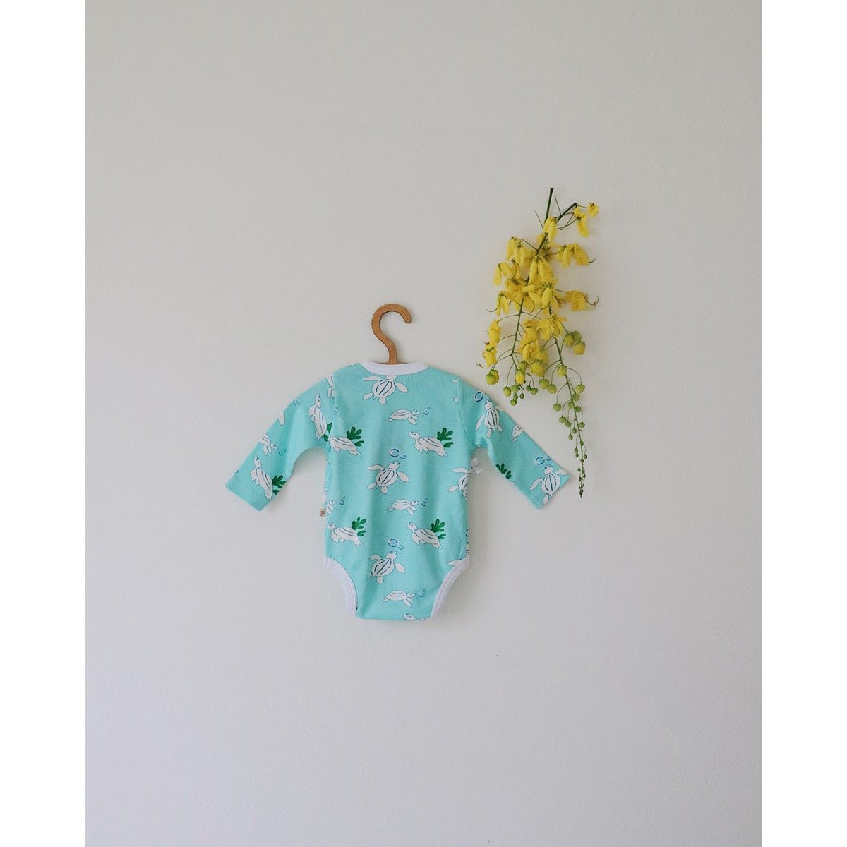 Turtles Organic Baby Kimono Onesie – Soft Cotton Newborn Romper | Verified Sustainable by Brown Living™