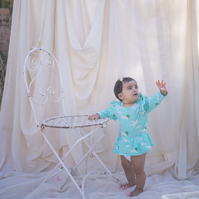 Turtles Organic Peplum Baby Onesie – Stylish & Soft Cotton – Kids Onesies on Brown Living™. SKU: AC - 02 - 0004/0 - 3M. Img 1.
