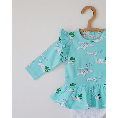 Turtles Organic Peplum Baby Onesie – Stylish & Soft Cotton – Kids Onesies on Brown Living™. SKU: AC - 02 - 0004/0 - 3M. Img 2.