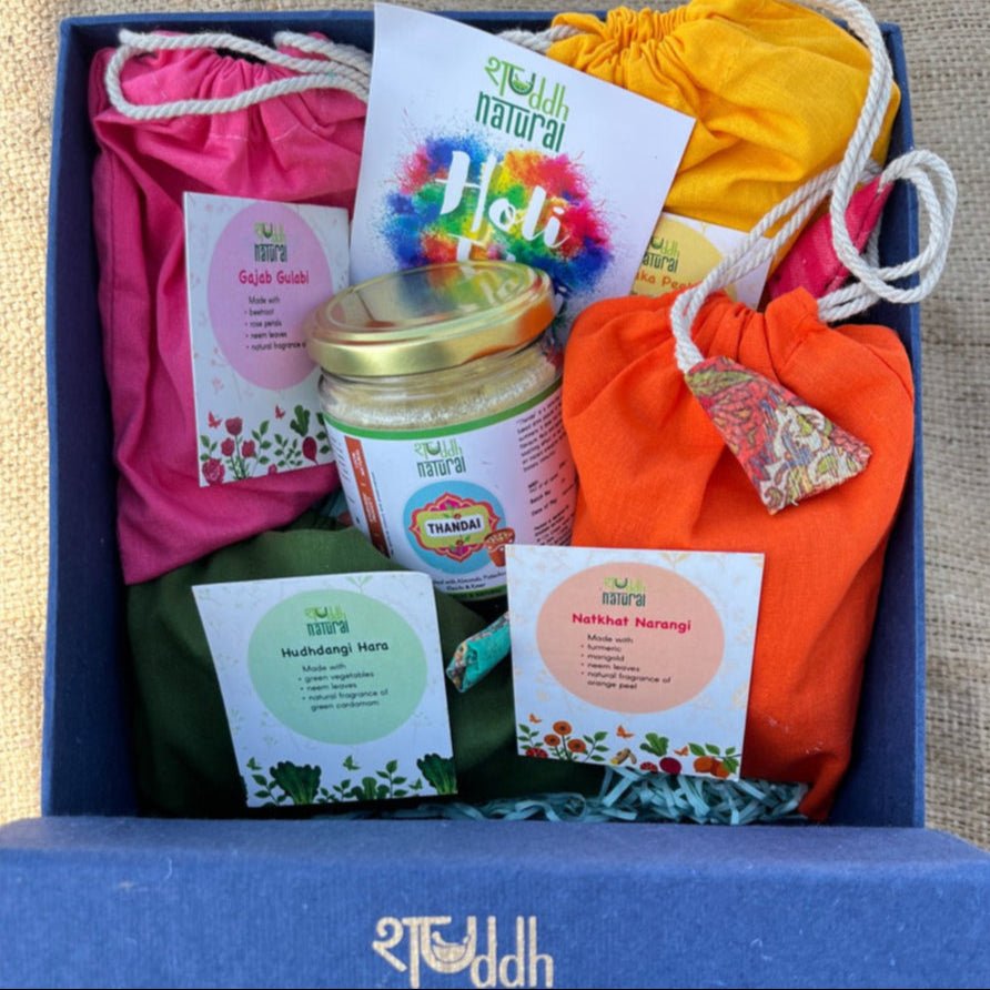 Ultimate Holi Gift Hamper | Herbal Gulal & Ayurvedic Thandai | Set of 6 | Verified Sustainable by Brown Living™