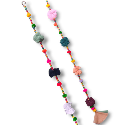 Upcycled Beaded Pom - Pom Festive Decoration String – Wall Decor on Brown Living™. SKU: UMW - BEAD - STRING - 01. Img 7.
