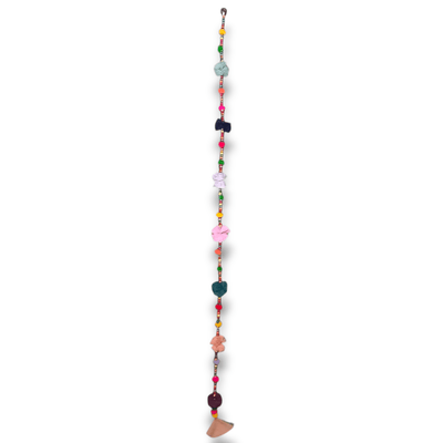 Upcycled Beaded Pom - Pom Festive Decoration String – Wall Decor on Brown Living™. SKU: UMW - BEAD - STRING - 01. Img 1.