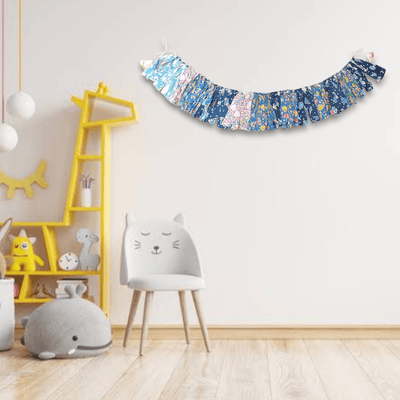 Upcycled Blue Fringes – Wall Decor on Brown Living™. SKU: UMW - Fringe - Blue - 01. Img 1.