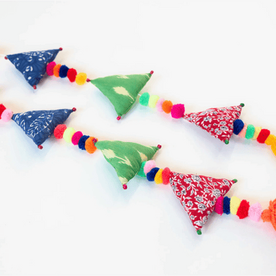 Upcycled Boho Triangles Festive Decoration String – Wall Decor on Brown Living™. SKU: UMW - TRIANGLE - STRING - 01. Img 5.