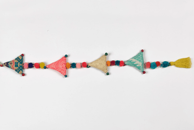 Upcycled Boho Triangles Festive Decoration String – Wall Decor on Brown Living™. SKU: UMW - TRIANGLE - STRING - 01. Img 6.