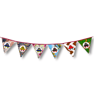 Upcycled Car Motif Bunting – Wall Decor on Brown Living™. SKU: UMW - BUNTING - CAR - 01. Img 2.