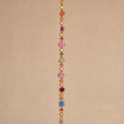 Upcycled Chintzy Pom - Pom Festive Decoration String – Wall Decor on Brown Living™. SKU: UMW - CHINTZY - STRING - 01. Img 2.
