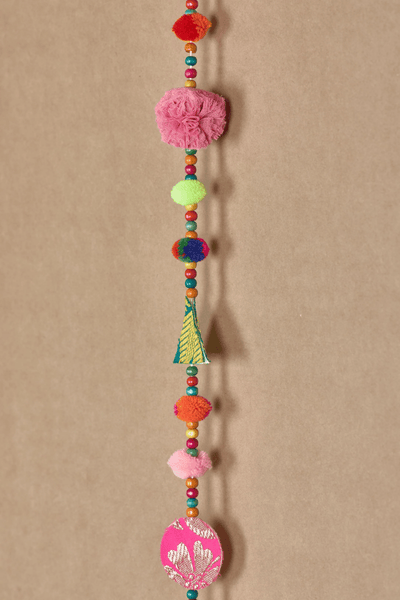 Upcycled Chintzy Pom - Pom Festive Decoration String – Wall Decor on Brown Living™. SKU: UMW - CHINTZY - STRING - 01. Img 3.