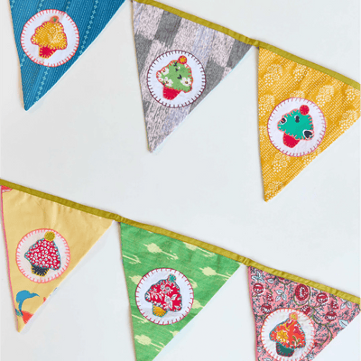 Upcycled Cupcake Banner Bunting – Wall Decor on Brown Living™. SKU: UMW - BUNTING - CUPCAKE - 01. Img 6.
