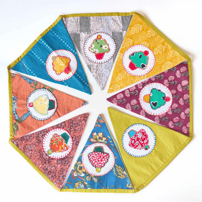 Upcycled Cupcake Banner Bunting – Wall Decor on Brown Living™. SKU: UMW - BUNTING - CUPCAKE - 01. Img 1.