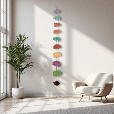 Upcycled Elephant Festive String – Wall Decor on Brown Living™. SKU: UMW - ELEPHANT - STRING - 01. Img 1.