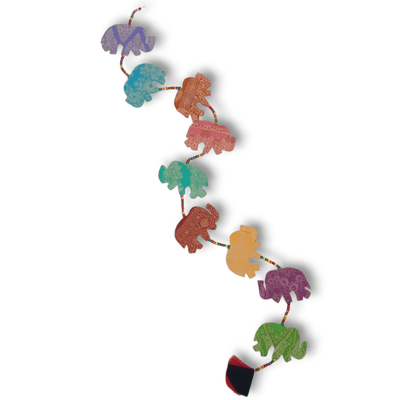 Upcycled Elephant Festive String – Wall Decor on Brown Living™. SKU: UMW - ELEPHANT - STRING - 01. Img 6.