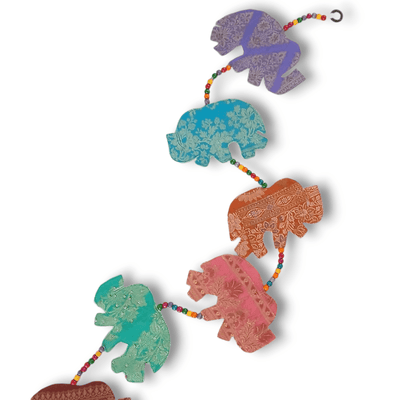 Upcycled Elephant Festive String – Wall Decor on Brown Living™. SKU: UMW - ELEPHANT - STRING - 01. Img 3.
