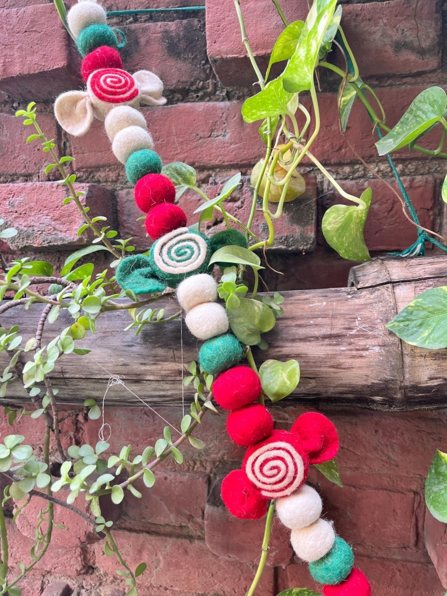 Upcycled Felt Toffee 3d Garland - 72 Inches | Verified Sustainable by Brown Living™