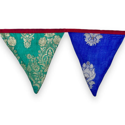 Upcycled Festive Silk Bunting – Wall Decor on Brown Living™. SKU: UMW - BUNTING - SILK - 01. Img 6.
